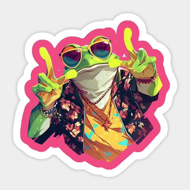 cool frog Sticker by peterdoraki